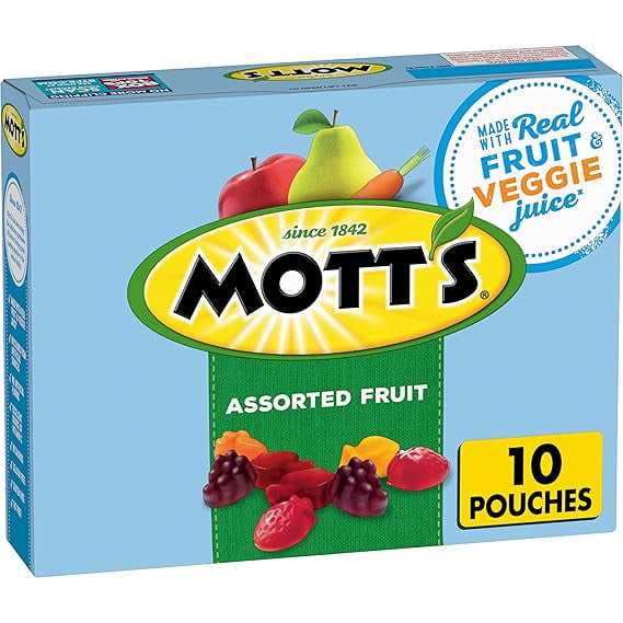 Mott's Fruit Flavored Snacks, Assorted Fruit, Gluten Free Snack, 10 Ct, 8 oz