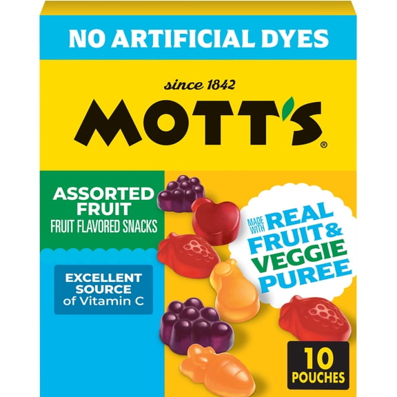 Mott's Gluten Free Assorted Fruit Flavored Snacks, Made with Real Fruit Puree (10 Pack)