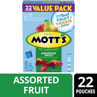 Mott's Fruit Flavored Snacks, Assorted Fruit, Pouches, 0.8 oz, 40 ct