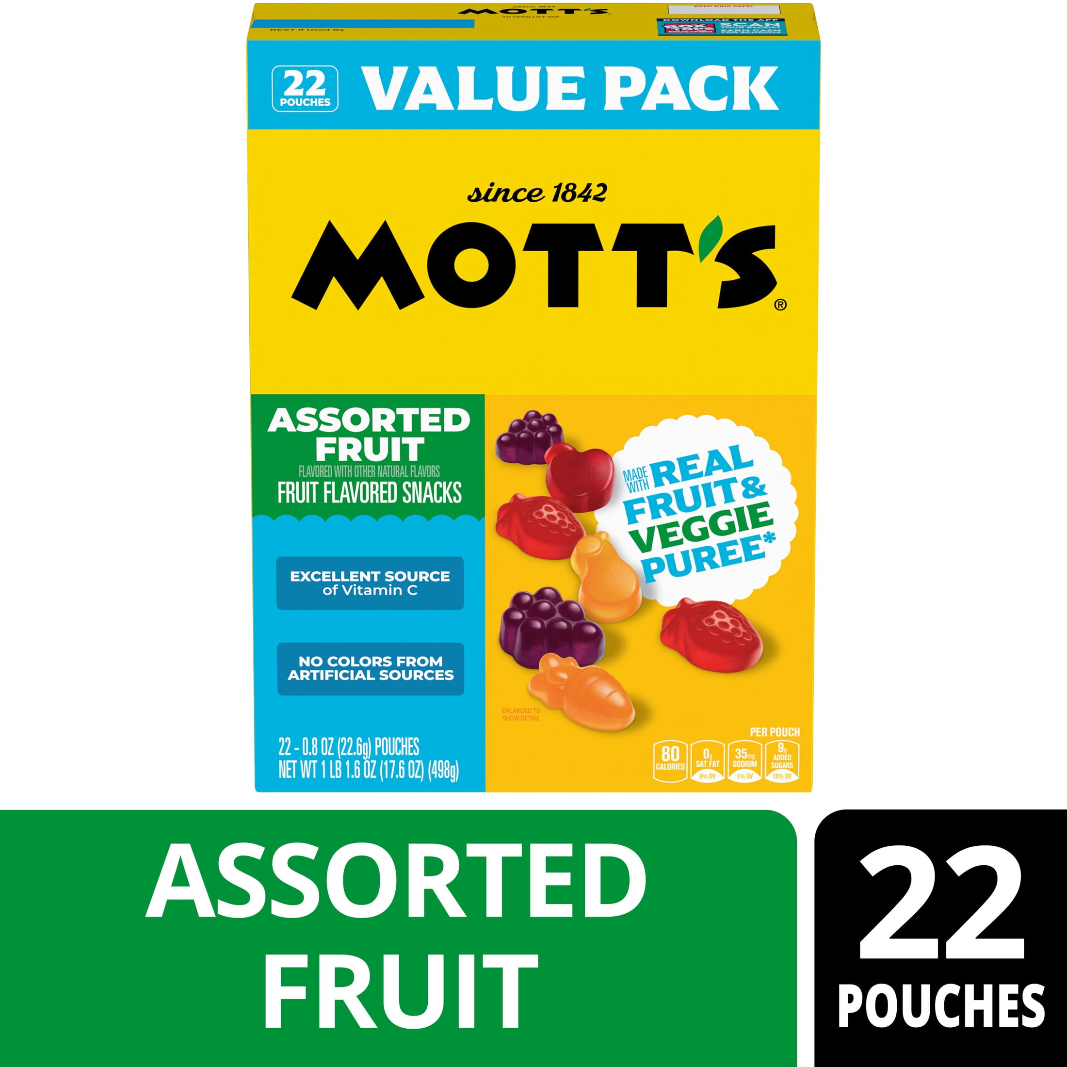 Mott's Fruit Flavored Snacks, Assorted Fruit, Gluten Free, Value
