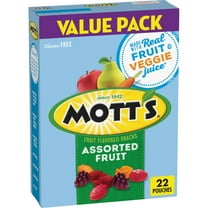 Mott's Fruit Flavored Snacks, Assorted Fruit, Gluten Free, Value Pack, 22 Pouches, 17.6 oz