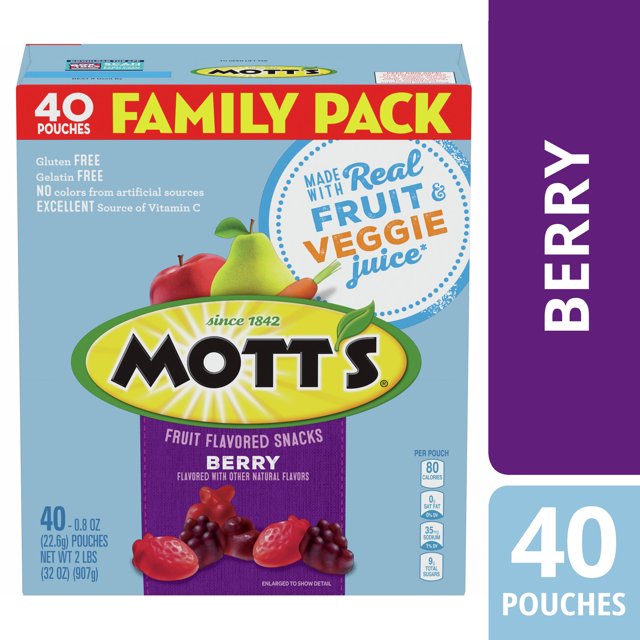 Mott's Fruit Flavored Snacks, Berry, Family Pack, Gluten Free, 40 ct