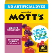 Mott's Gluten Free Berry Fruit Flavored Snacks, Made with Real Fruit Puree (40 Pack)
