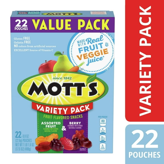 Mott's Fruit Flavored Snacks, Variety Value Pack, Gluten Free, 22 ct