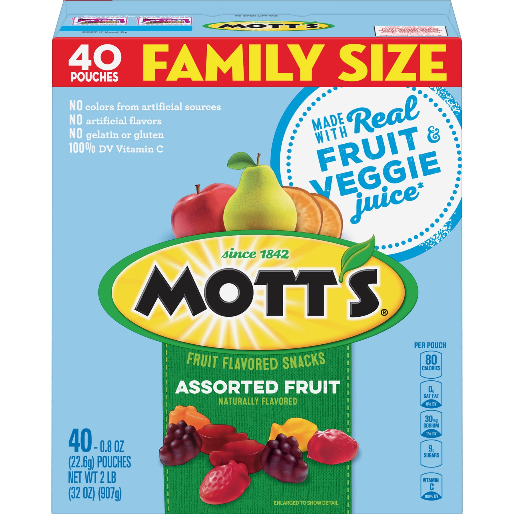 Mott's Fruit Snacks Assorted Fruit Gluten Free (Pack of 20)