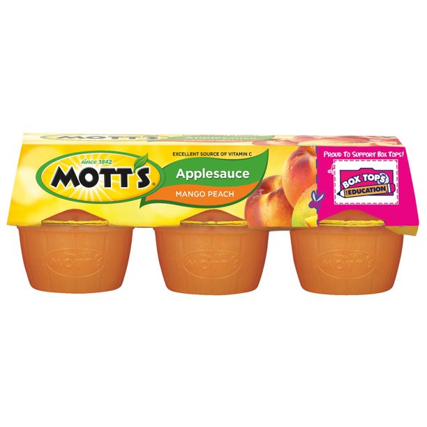 Mott's Mango Peach Applesauce, 4 oz, 6 count Walmart Business Supplies