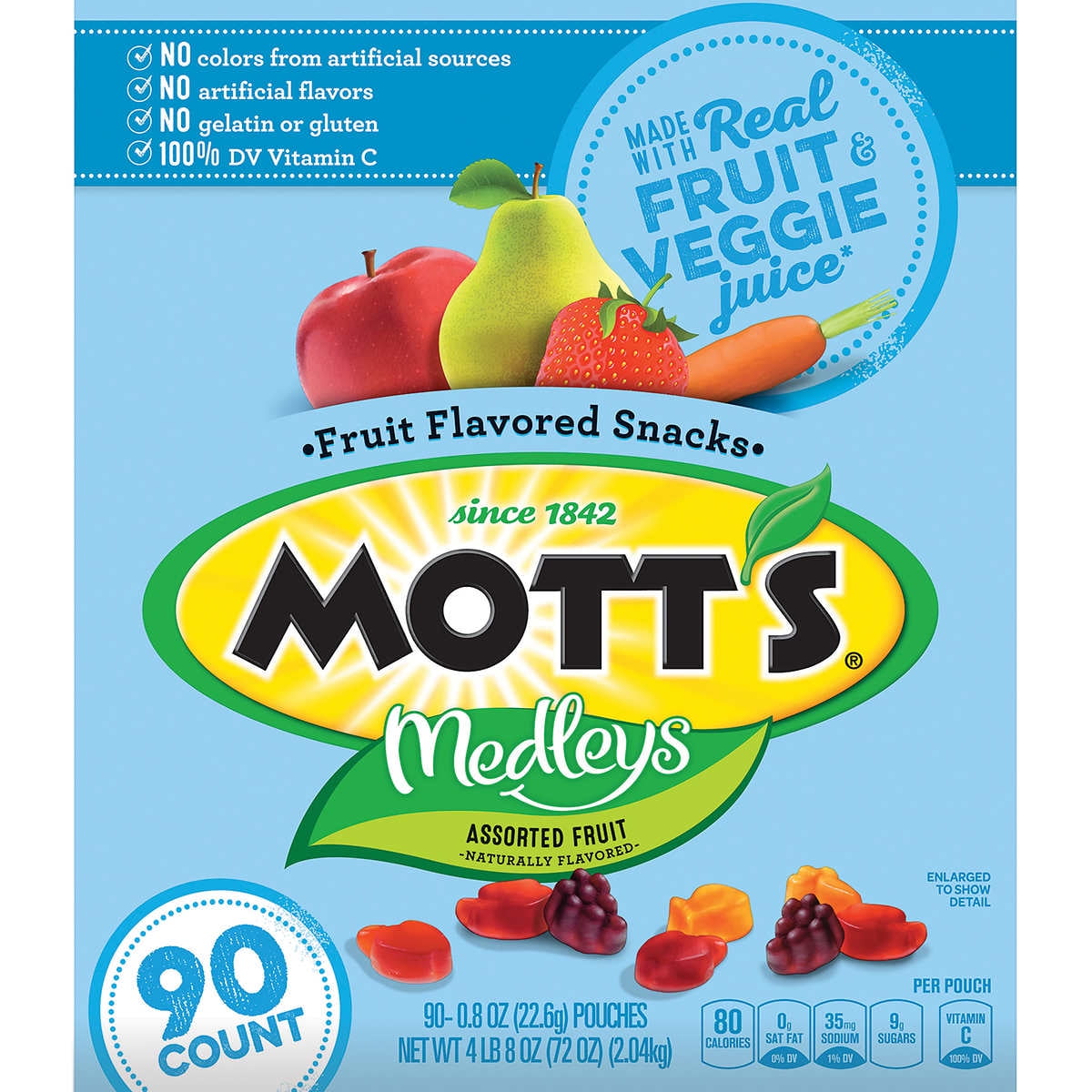 Mott's Medleys Packaged Premade Fruit Snacks, Assorted Fruit
