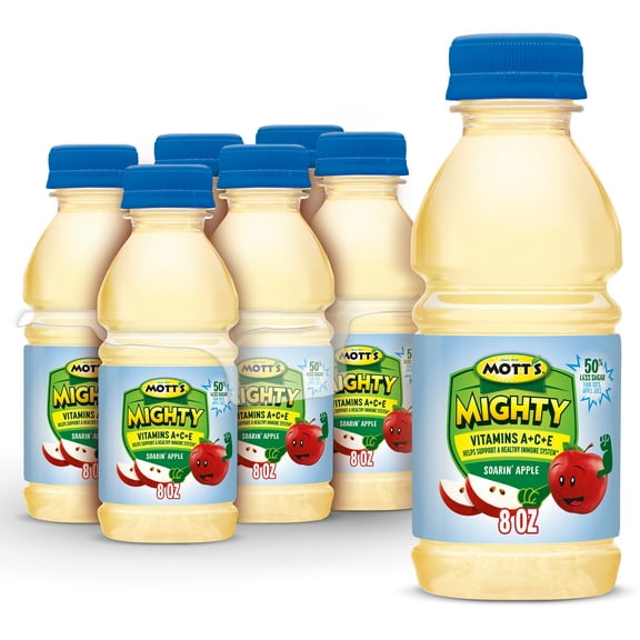 Mott's Mighty Soarin' Apple Juice, 8 fl oz, 6 Count Bottles