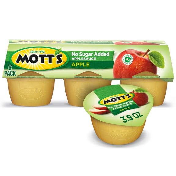 Mott's No Sugar Added Applesauce, 3.9 Ounce Cups, 6 Count