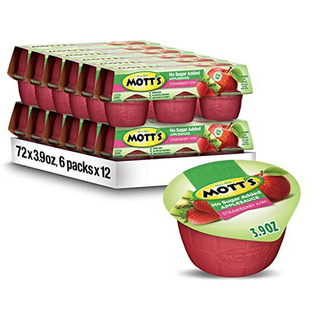 Mott's No Sugar Added Strawberry Kiwi Applesauce, 3.9 Ounce Cup, 6