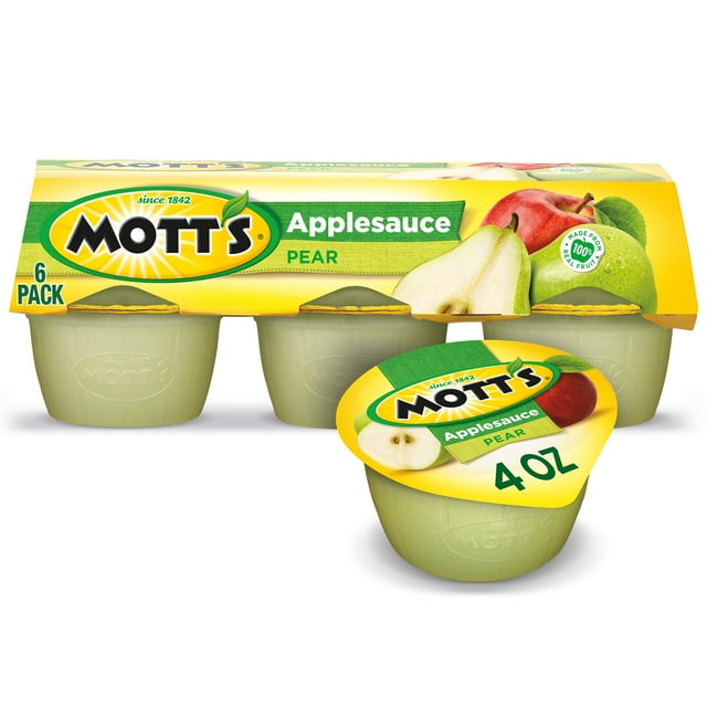 Mott's Pear Applesauce, 4 Ounce Cups, 6 Count