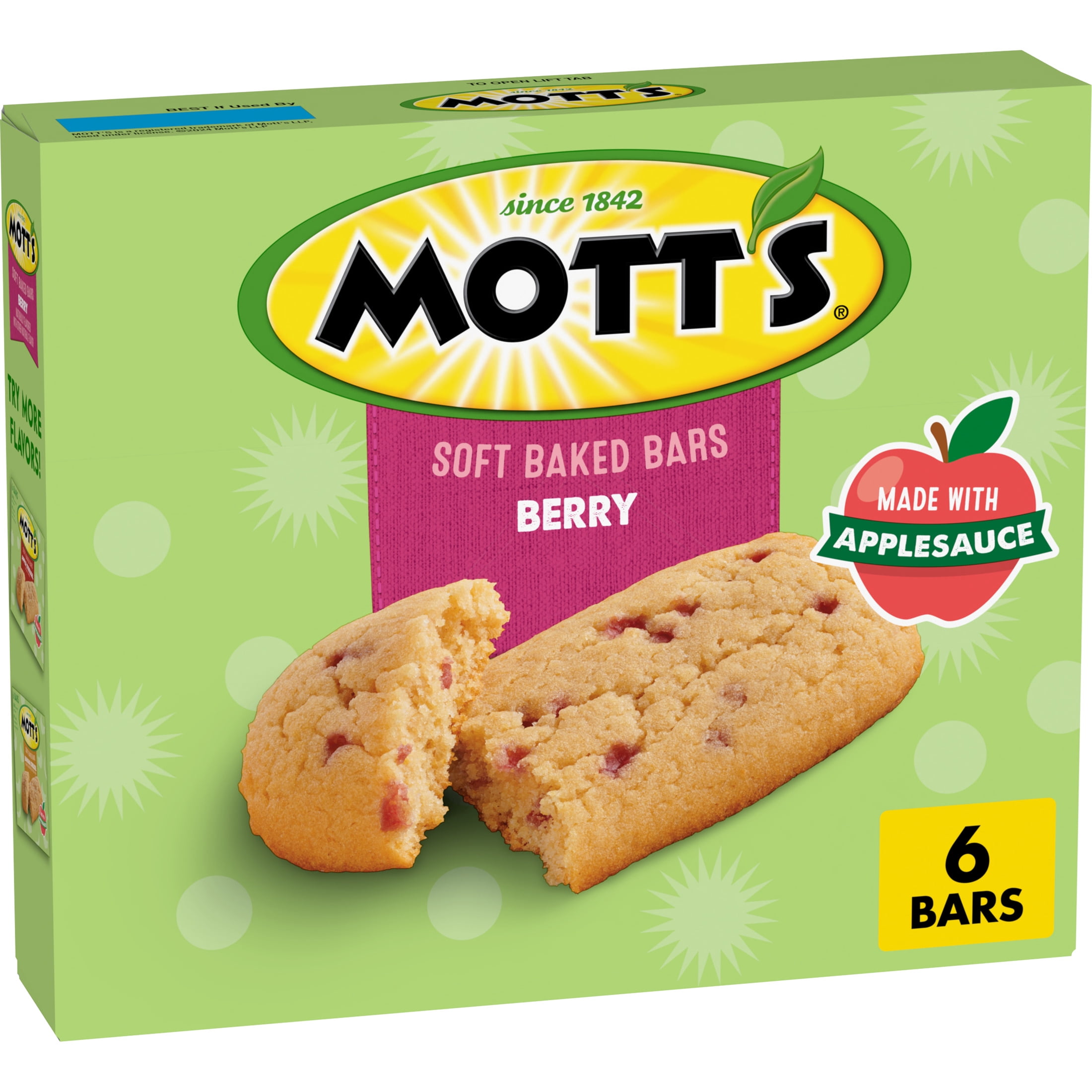 Mott's Soft Baked Bars, Berry, Made with Applesauce, 6 Ct, 5.76 oz