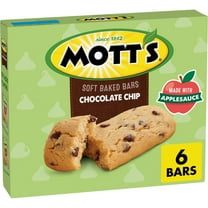Mott's Soft Baked Bars, Chocolate Chip, Made with Applesauce, 6 Count, 5.76 oz
