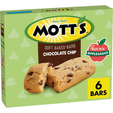 Mott's Soft Baked Bars, Chocolate Chip, Made with Applesauce, 6 Count, 5.76 oz