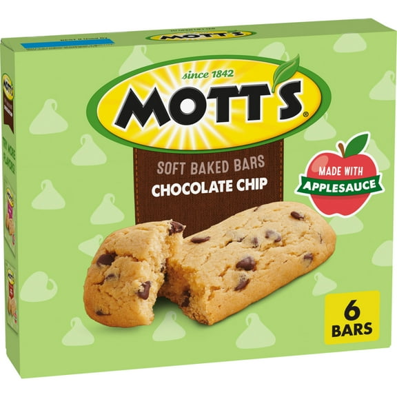 Mott's Soft Baked Bars, Chocolate Chip, Made with Applesauce, 6 Ct, 5.76 oz