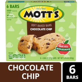 Mott's Soft Baked Bars, Chocolate Chip, Made with Applesauce, 6 Count, 5.76 oz