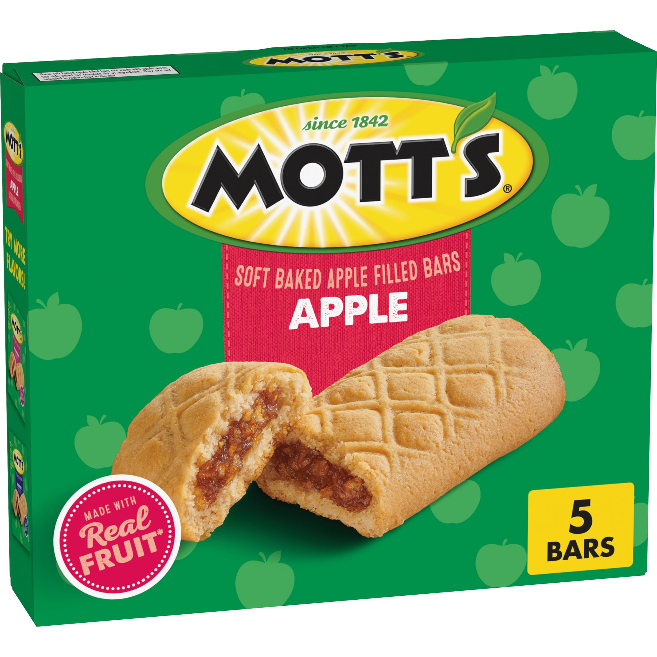 Mott's Soft Baked Apple Filled Bars, Apple Flavor Snacks, 5 Ct, 6.55 oz
