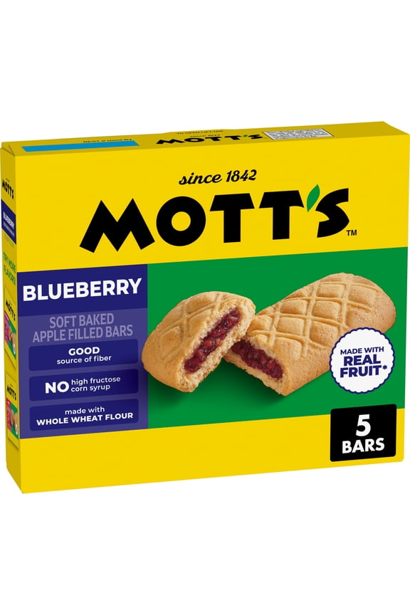Soft Baked Apple Filled Bars, Blueberry Flavor Snacks, 5 Count, 6.55 oz