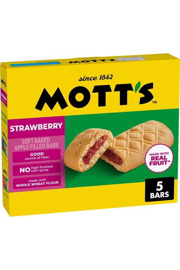 Soft Baked Apple Filled Bars, Strawberry Flavor Snacks, 5 Count, 6.55 oz