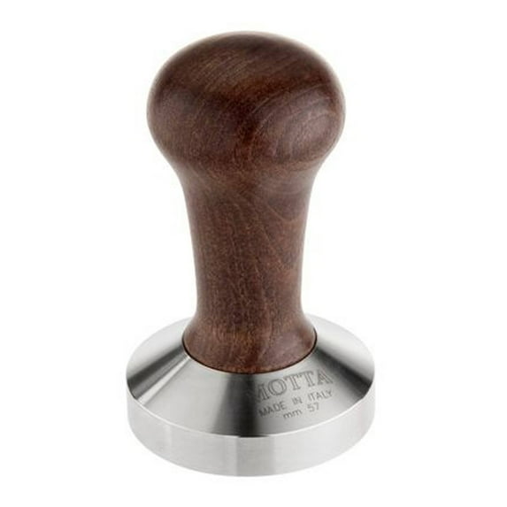 Metallurgica Motta 57mm Ash Wood Coffee Tamper With Stainless Steel Flat Base, Brown