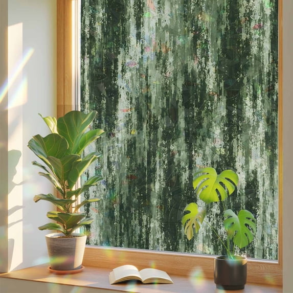Mottled Green Patches Window Privacy Film, Minimalist Weathered ...