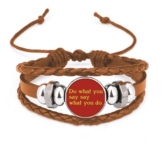 Motto Make Word Come True Bracelet Wristband Leather Jewelry Ornament