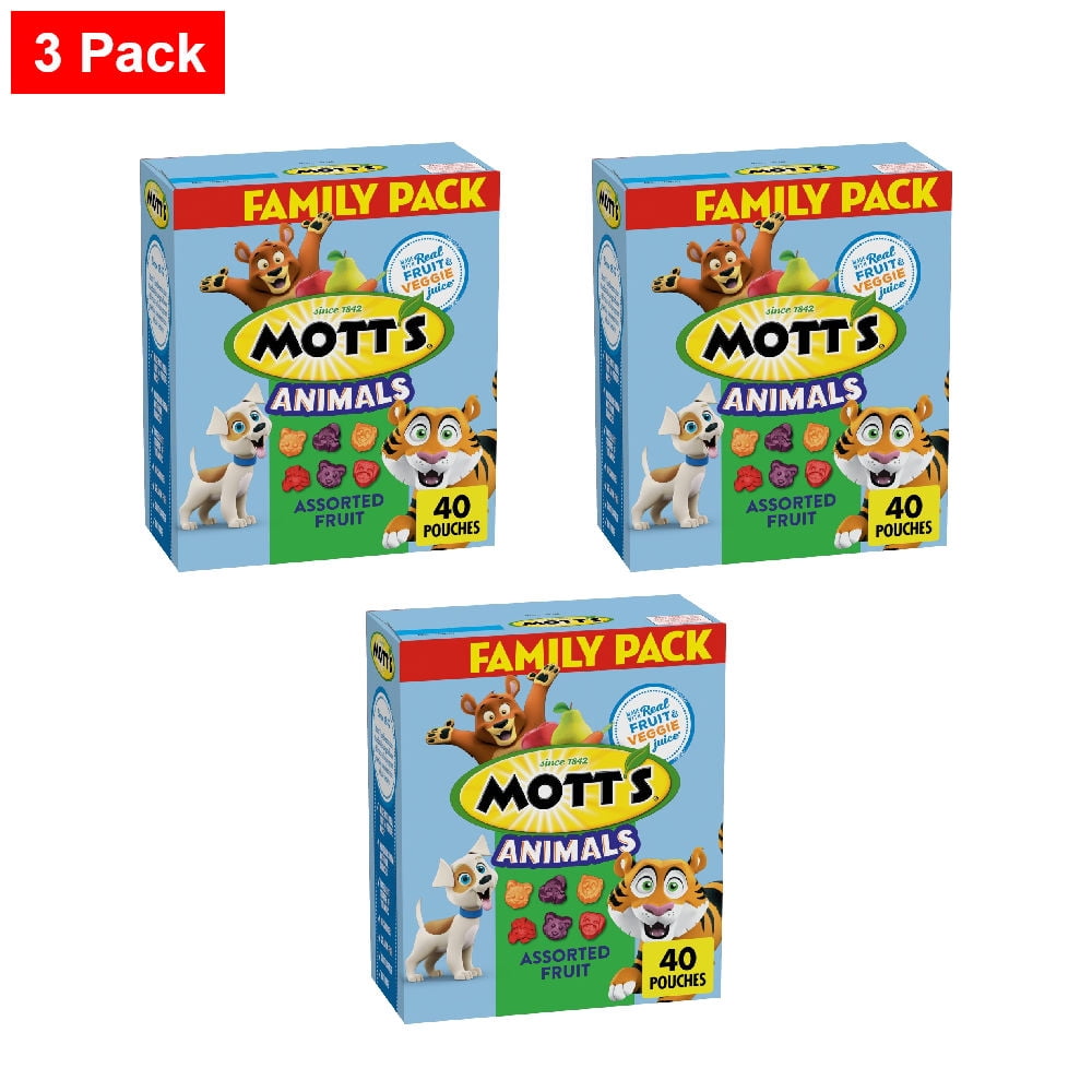 Motts Gluten Free Animals Assorted Fruit Flavored Snacks Family Pack 40 ct / 0.8 oz - 3 Pack
