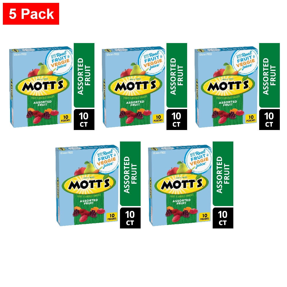 Motts Gluten Free Assorted Fruit Flavored Snacks 10 ct / 0.8 oz - 5 Pack