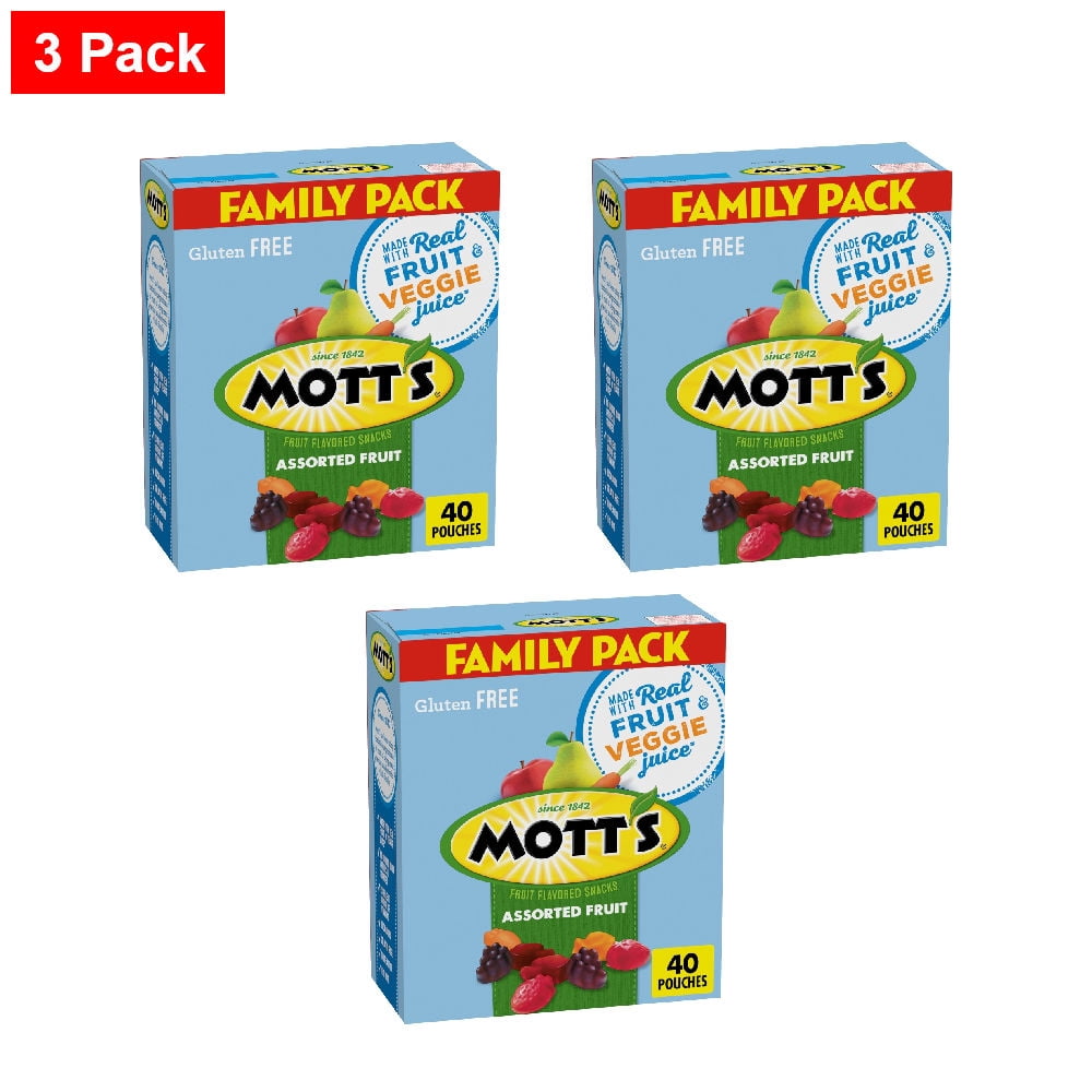 Motts Gluten Free Assorted Fruit Flavored Snacks Family Pack 40 ct / 0.8 oz - 3 Pack
