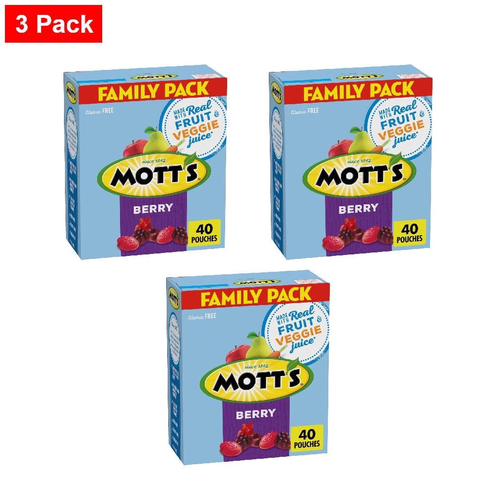 Motts Gluten Free Berry Fruit Flavored Snacks Family Pack 32 oz - 3 Pack