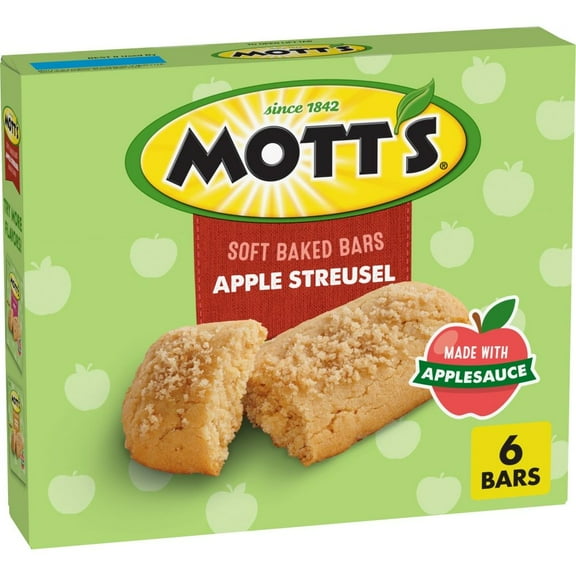 Motts Soft Baked Bars, Apple Streusel, Made with Applesauce, 6 Ct 0.96 oz - Pack of 2