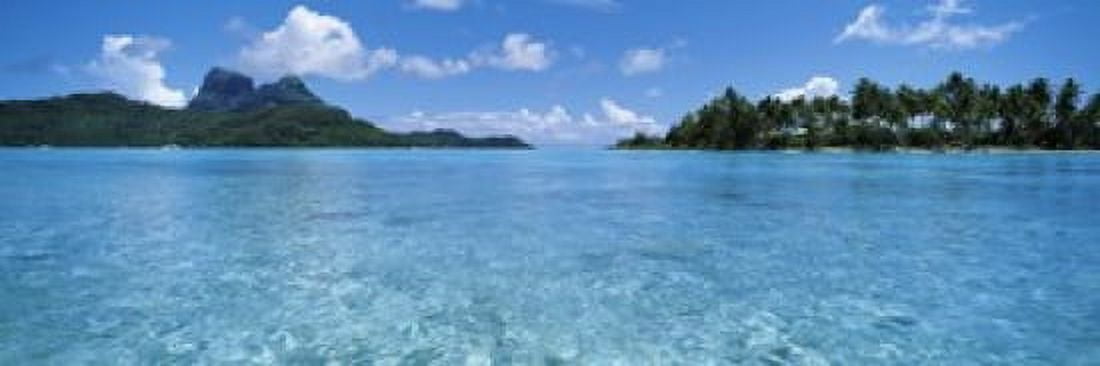 Motu and lagoon Bora Bora Society Islands French Polynesia Canvas Art - Panoramic Images (36 x 12)