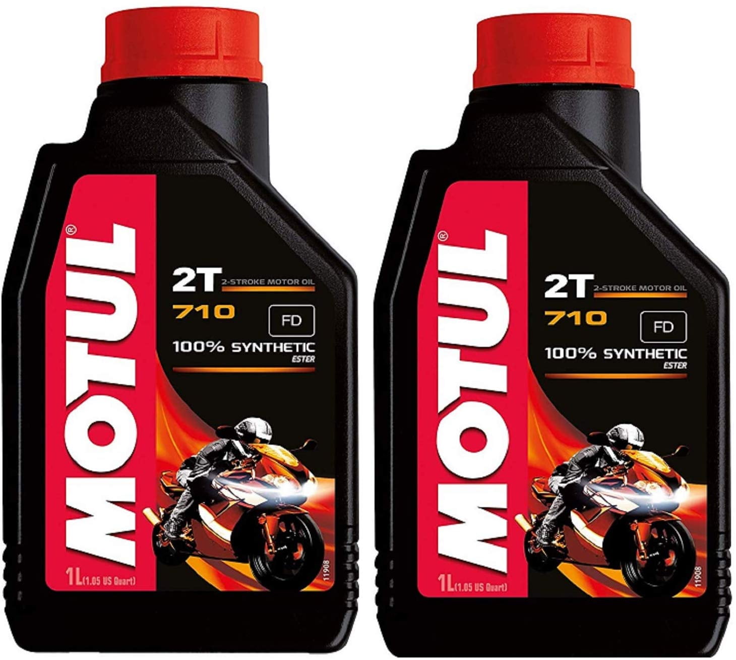 Motul 104034 Set of 2 710 2T Motor Oil 1-Liter Bottles