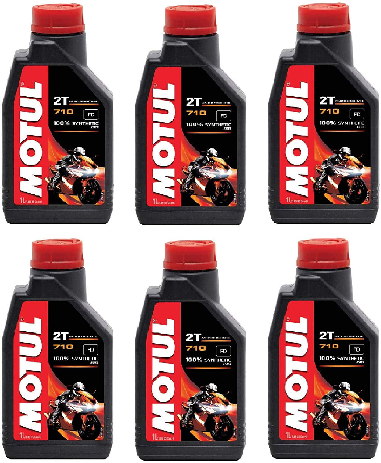 Motul 104034 Set of 6 710 2T Motor Oil 1-Liter Bottles 