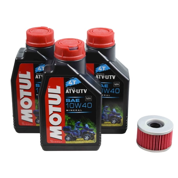 Motul 105878 4T 10W40 Motor Oil - 3 pck / K&N 56-0111 Oil Filter
