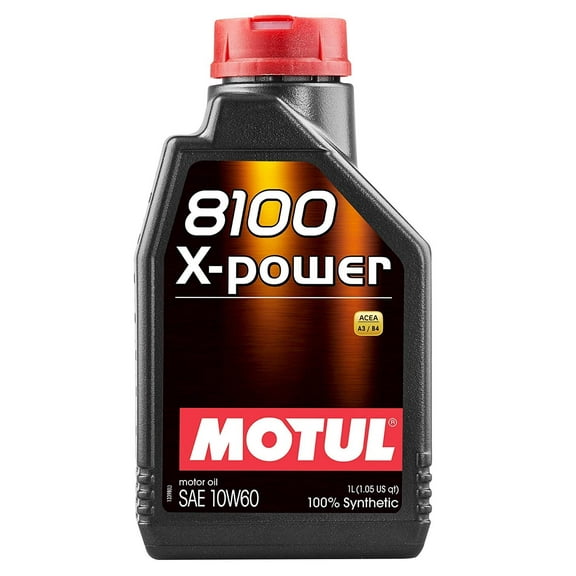 Motul 106142 8100 10W60 X-Power Synthetic Engine Oil-A3/B4 1-Liter, 33.81 fl.oz
