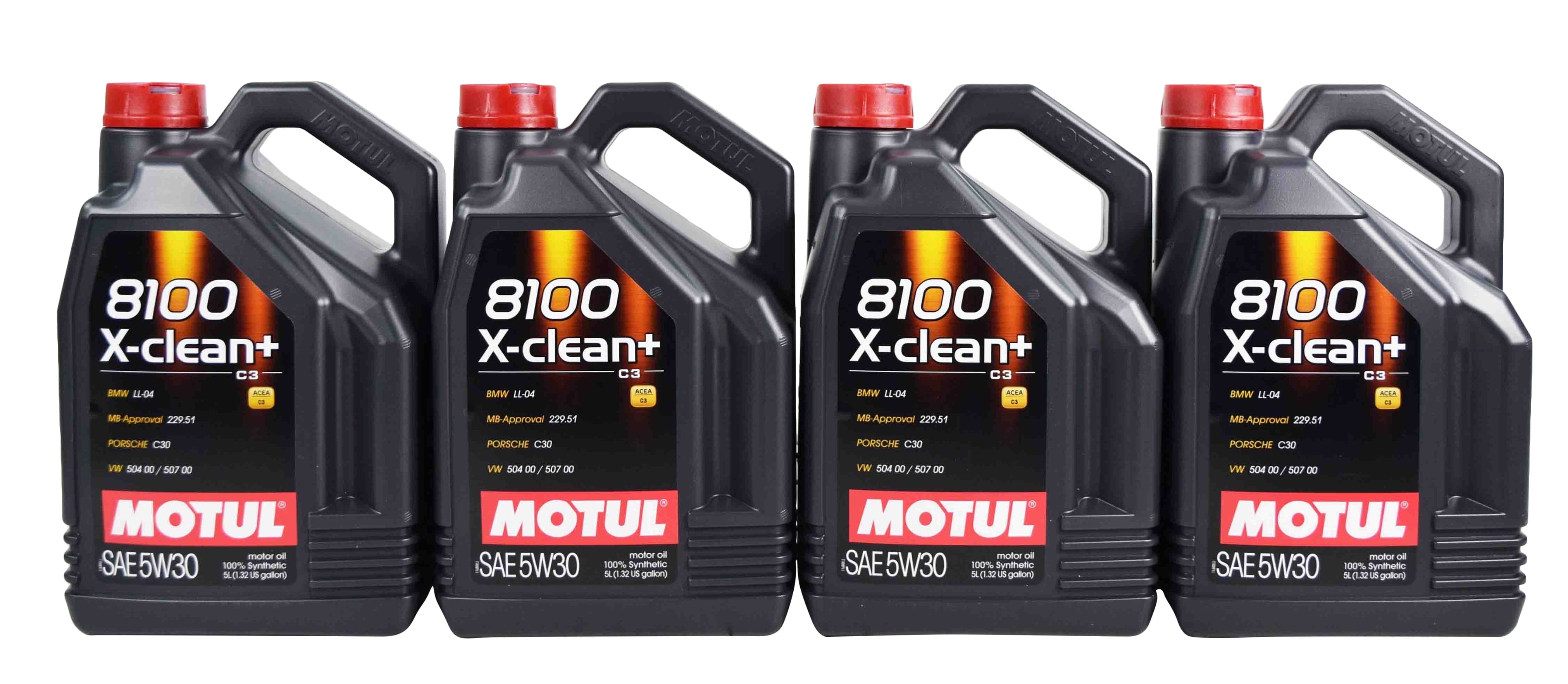 Motul 106377 8100 X-Clean Plus 5W30 Motor Oil 5W-30 - 5 Liters - 4 Pack