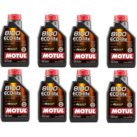 Motul 108534 Set of 8 8100 ECO-lite 0W-20 Motor Oil 1-Liter Bottles