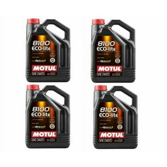 Motul 108536 Set of 4 Eco-Lite Synthetic 0W-20 Motor Oil 5 Liter Bottles -5 L