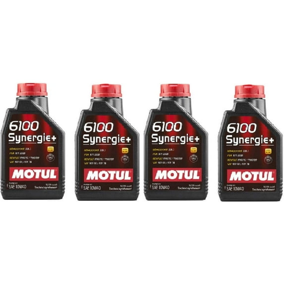 Motul 108646 Set of 4 6100 Synergie+ 10W-40 Motor Oil 1-Liter Bottles