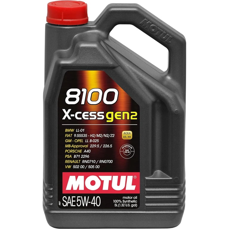 Motul, Motor Oil, 5L, 8100 X-Cess Gen2 5W-40 Synthetic - Walmart.com