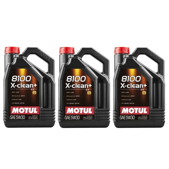 Motul 8100 X-CLEAN + 5W30 - 15 Liters - Full Synthetic Engine Motor Oil (3 x 5L)