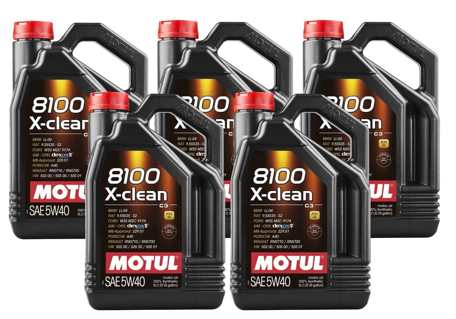 Motul 8100 X-CLEAN 5W40 - 25 Liters - Fully Synthetic Engine Motor Oil (5 x 5L)