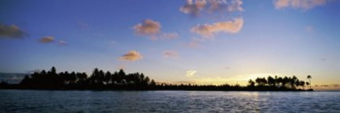 Motus at Sunset Bora Bora Society Islands French Polynesia Canvas Art - Panoramic Images (18 x 6)