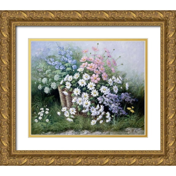 Motz, Peter 17x15 Gold Ornate Wood Framed with Double Matting Museum Art Print Titled - Flowers for Elly