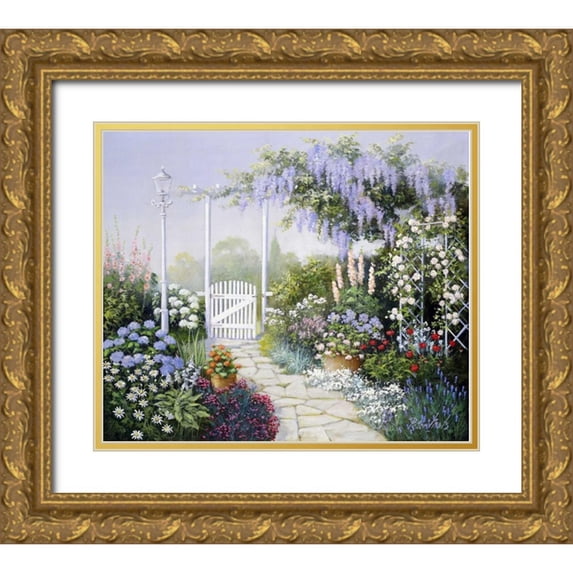 Motz, Peter 30x26 Gold Ornate Wood Framed with Double Matting Museum Art Print Titled - View on my garden