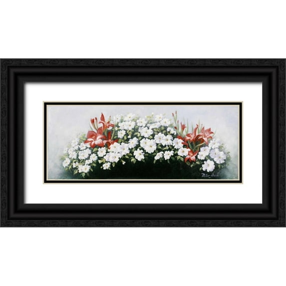 Motz, Peter 32x15 Black Ornate Wood Framed with Double Matting Museum Art Print Titled - Flowers bouqet