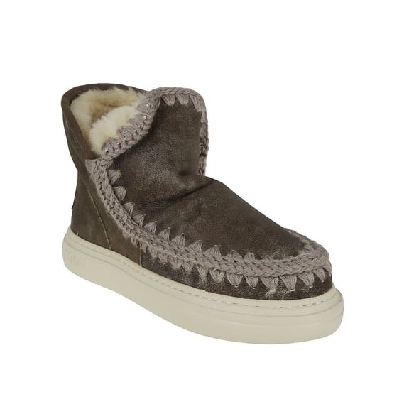Mou Double-Face Sheepskin Crochet Boots Brown (Women's)