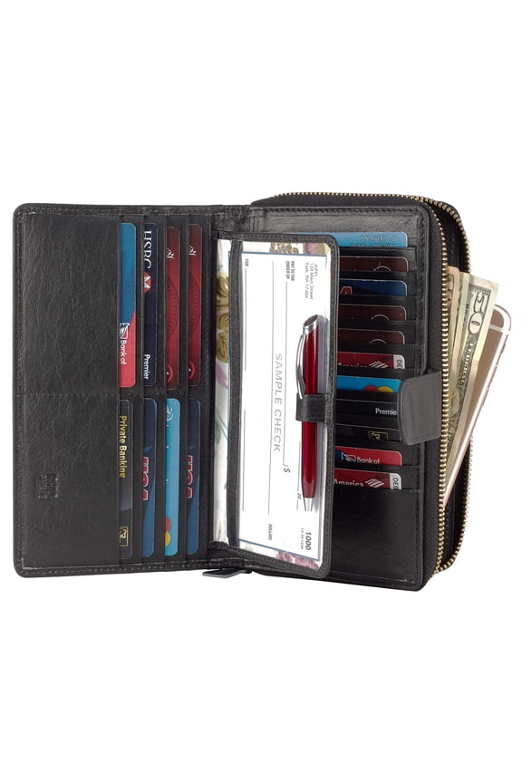 Big Fat RFID Blocking Leather Organizer Checkbook Wallets For Women - Clutch Y101