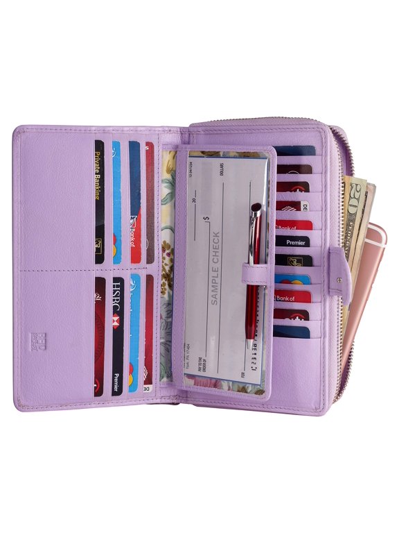 Women RFID Blocking Real Leather Wallet-Clutch For Women-Shield Against Identity Theft (LAVENDER)